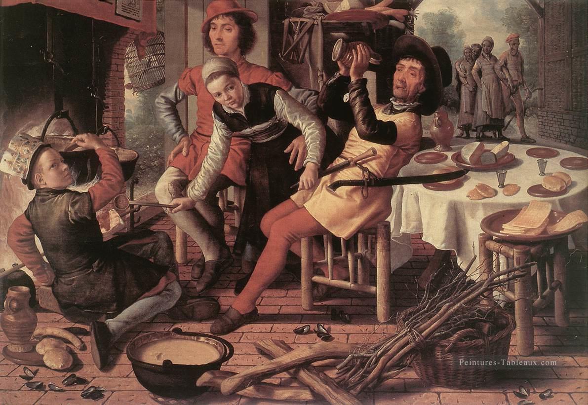 Paysans par l’âtre peintre d’histoire hollandais Pieter Aertsen Peintures à l'huile